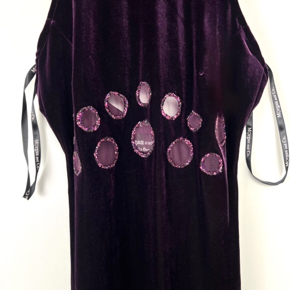 Vintage Morgan and Co. Velvet Cut Out Maxi Dress size 9/10 M Burgundy Goth Disco - Picture 1 of 11
